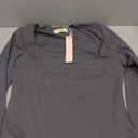 QINSEN Women's Sexy Square Neck Bodysuit Long Sleeve Double Lined Shirt Tops (X-Large, Dark Grey)