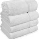 Chakir Turkish Linens 4 Piece Extra Large Bath Towels, Cotton Luxury Turkish Towels for Bathroom, Soft Absorbent Bath Towels, 30 x 60 Inches, White