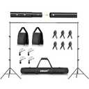 EMART Backdrop Stand 10x7ft(WxH) Photo Studio Adjustable Background Stand Support kit with 2 Crossbars, 8 Clamps, 2 Sandbags and Carry Bag for Parties, Events Decoration, Wedding, Photography