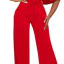 BessCops Womens Loose Short Sleeve Belted Wide Leg Pant Romper Jumpsuit Casual Business One Piece Outfits, No Size