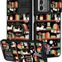 For Moto G Stylus 5G 2023 Case - Women Girls Cute Phone Cover Girly Pretty Aesthetic Cat and Books Unique Design with Camera Cover and Ring Stand Funda for Motorola G Stylus 5G 2023