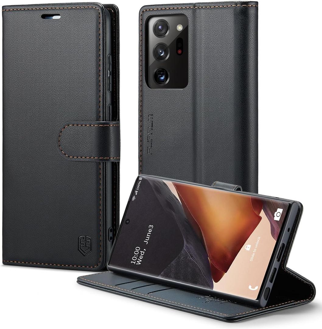 Wallet Case for Samsung Galaxy Note 20 Ultra 5G, RFID Blocking Credit Card Holder, PU Leather Folio Flip Kickstand Protective Shockproof Cover for Women Men (Black)