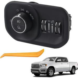 68156061AD Headlight Fog Light Headlamp Switch Control Assembly Compatible with 2019-2024 Ram 2500 3500 2019-2025 Ram 1500 Replaces 68156061AB 68156061AC