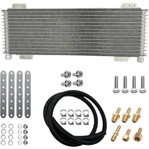 Low Pressure Drop Transmission Oil Cooler 40k Transmission Oil Cool Compatible For Heavy Duty 40,000 GVW Max Low Mounting Hardware Towing Applications and Advanced Cooling Protection LPD47391 (Silver)