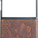 JJNUSA Handmade Leather Case for Samsung Galaxy Z Flip 7 5G Back Cover Case Brown