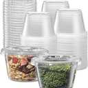 {4 oz, 200 Sets} Clear Diposable Plastic Portion Cups With Lids, Small Mini Containers For Portion Controll, Jello Shots, Meal Prep, Sauce Cups, Slime, Crafts, Disposable Souffle Cups & Much more