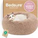 Bedsure Calming Cat Beds for Indoor Cats - Small Cat Bed Washable 20 inches, Anti-Slip Round Fluffy Plush Faux Fur Pet Bed, Fits up to 15 lbs Pets, Camel