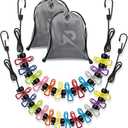 RIVEDA 2 Pack Travel Clotheslines with 12 Colorful Clips Each & 2 Bags, Cruise RV & Camping Essentials Clothes Line for Indoor Laundry Drying Line & Outdoor Accessories