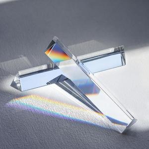 QFkris 2 Pack 6inch K9 Crystal Optical Glass Triangular Prism Clear Triple Prism for Photography Effects Physics Teaching Light Spectrum Optics Kits,Clear