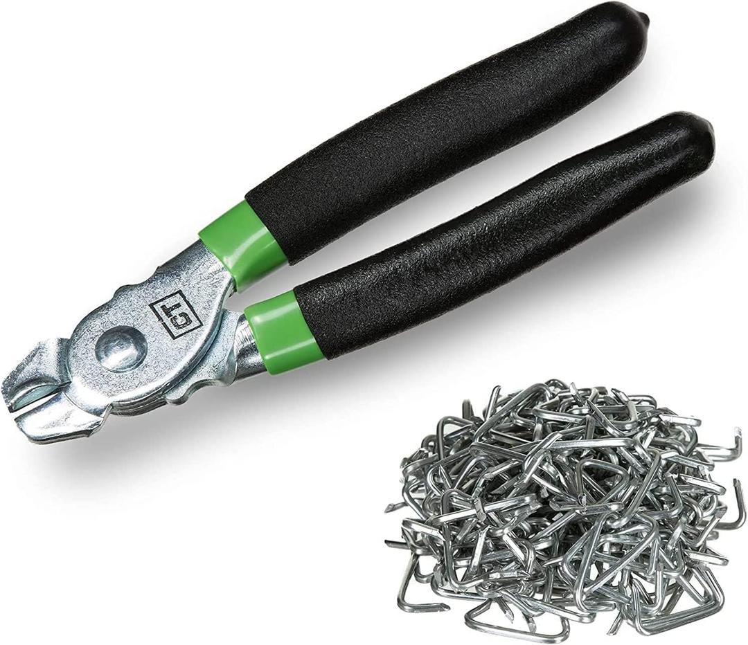 Hog Ring Pliers Kit (200 Pack of 3/4" Galvanized Steel Hog Rings Included) Perfect for Furniture Upholstery, Auto Upholstery, Meat & Sausage Casings Hog Ring Pliers Kit (200 Pack of 3/4" Galvanized Steel Hog Rings Included) Perfect for Furniture Upholstery, Auto Upholstery, Meat & Sausage Casings