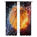 Cinbloo Boys Sports Curtains 29Wx63L Inch Rod Pocket Abstract Flame Basketball Theme Wall Decor Teens Kids Child Bedroom Men Cool 3D Ball Art Printed Living Room Playroom Window Drapes Fabric 2 Panels