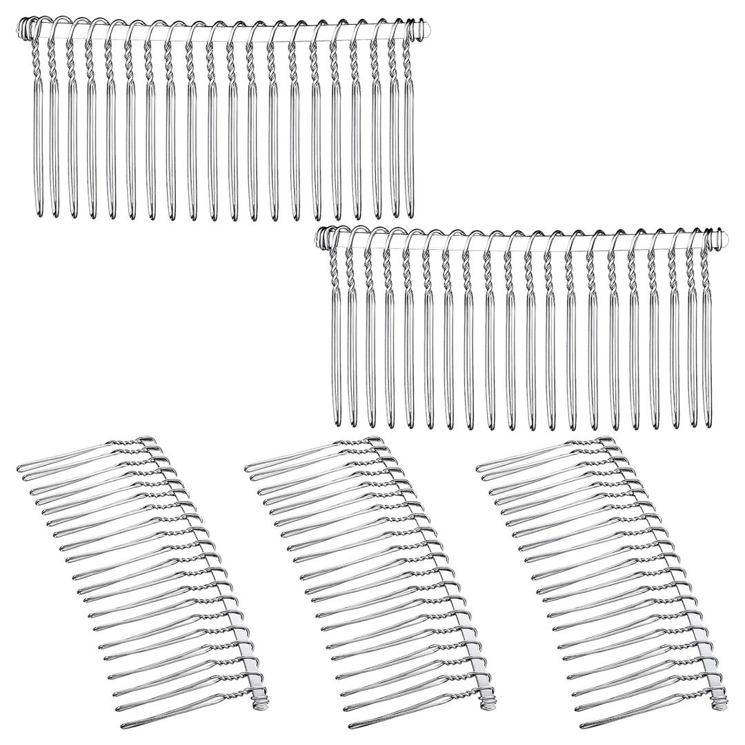 5 Pieces Hair Combs for Women Accessories Metal Bridal Hair Comb 20 Teeth Wedding Veil Comb Decorative for Women Fine Hair(White K)