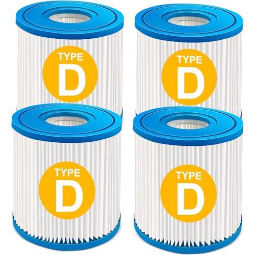 KGC Type D Pool Filter Cartridge Compatible with Summer Waves, Above Ground Swimming Pool Pump Filter Cartridge Replacement (4 Pack)