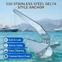 CORDUN Delta Anchor 316 Stainless Steel Mirror Polished Boat Anchor for Pontoon/Yacht/Sailboat/Fishing Boat Triangular Wing Style Plow Anchor 16lb/7KG for Boats Up to 35 FT