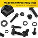 288PCS Metric Flange Head Bolts Assortment Kit,M6-1.0,M8-1.25,M10-1.5 Flanged Hex Bolt and Serrated Flange Nuts Washers Assorted,10.9 Black Zinc Galvanized (Length 12/16/20/25/30 mm)