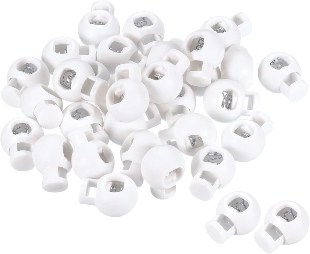 PATIKIL Cord Locks, 100 Pack Ball Spring Toggle Stopper for Drawstring Bag Shoelaces, Frosted White