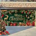 13x6 Ft Christmas Garage Door Banner Decoration, Large Outdoor Indoor Xmas Cover Decorations for House, Waterproof Holiday Party Backdrop with Santa Sleigh & Reindeer for Porch, Yard, Wall