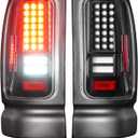 LED Tail Light Fit for Ram 1500 1994-2001, Fit for Ram 2500 3500 1994-2002, Rear Brake Lamp Taillight Assembly, Black Housing Clear Lens