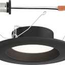 Designers Fountain LED Recessed Ceiling Light, 5/6 Inch 5CCT Metal Lighting Fixture, Dimmable, 1000 Lumens, 2700K/3000K/3500K/4000K/5000K, Black Baffle Retrofit Trim, EVL61093T50BK