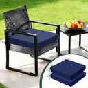 Outdoor Chair Cushions Set of 2, 19x19x3 Inch Waterproof & Fade Resistant Patio Furniture Seat Cushions with Ties, Square Outdoor Dining Chair Cushions for Lawn, Garden, Deck & Yard, Navy Blue