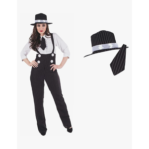 fun shack 20s Mobster Costume for Women, 1920s Gangster Outfit, Halloween Gangster Costume for Women, Vintage Style, Size S