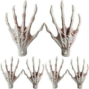 Yunsailing 3 Pairs Halloween Witch Skeleton Hands Realistic Plastic Scary Skeleton Hand Fake Human Hand for Halloween Decoration Scary Props Supplies, 6.3 x 9.25 Inches