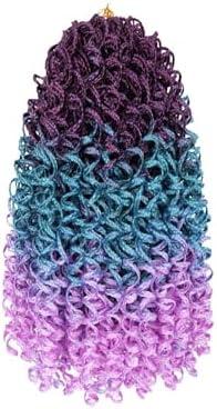 3 Packs of 55-Inch Wavy Small Box Braids Crochet Hair, Knots, Curls, and Waves with ZiZi Braids, Synthetic Hand Crochet Extensions, 14 Strands/Pack Ideal for Black Women(Purple/Lake Blue/Light Purple)