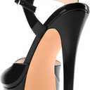 Aachcol Womens Peep Toe Platform Heels Ankle Strap Stiletto High Heel Sandals Prom Dress Shoes 5.1 Inches Heels, Size 9