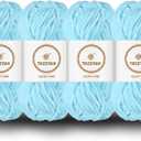 3.5 oz/Skein Chenille Plush Velour Cozy Float Lines for Fancy Lines for Crochet DIY Thick Weave Making Toys, Clothing (4 skeins, Sky Blue)
