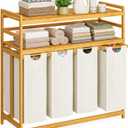 Bamboo 200L Laundry Hamper with 2 Tiers Shelf, Laundry Room Organization
4 Section Laundry Sorter with Removable Pull-Out Bag, Large Dirty Clothes Hamper for Laundry Room, Bathroom, Bedroom, Natural