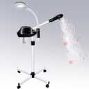 Professional Facial Steamer, 2 in 1 Facial Steamer with 5X Magnifying Lamp for Deep Cleansing and Hydration, Face Steamer on Wheels with Time Setting, Estheticians Steamer for Spa, Salon and Home Use