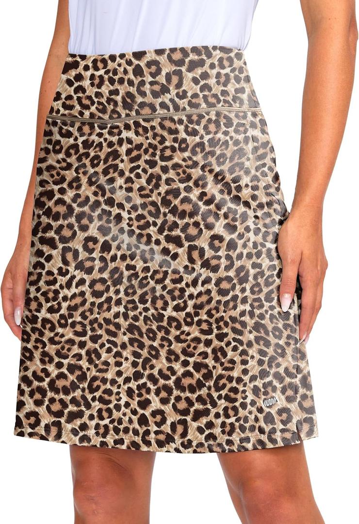 Viodia Women's 20" Knee Length Skorts Skirts UPF50+ Athletic Tennis Golf Skirt for Women Casual Summer Skirts (Large, Leopard)
