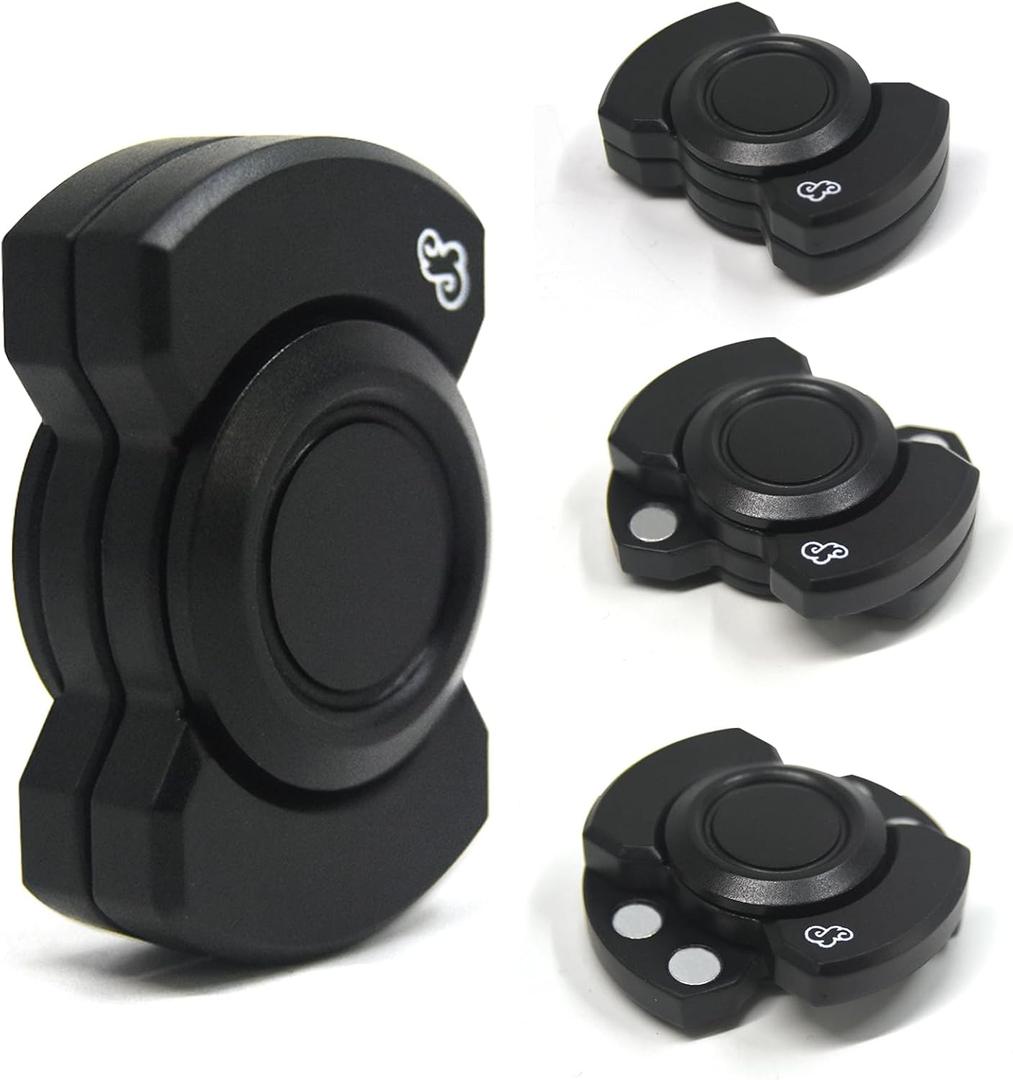 Metal Fidget Toys Adults 3 In 1-Slider/Spinning/Clicker Haptic Stress Relief Anxiety Autism ADHD EDC Toys Cool Gadgets--Black