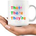 2 x Their There They're English Teacher Gifts from Students Editors Writers Teacher Appreciation Day Gifts Grammar Mugs Funny Coffee Ceramic Mug 11 oz White