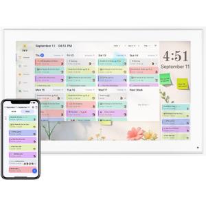 Digital Calendar 15.6 Inch, Electronic Calendar Chore Family Schedules, Smart Weekly and Monthly Planner, 1920 * 1080P IPS Touchscreen Interactive Display - Wall Mount White