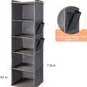 BOOMIBOO Hanging Closet Organize and Shelves5-Hanging Shelf with 2 Side PocketsStorage Foldable 2 Pack Grey
