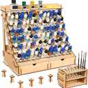 CACEJO Paint Organizer with Brush Holder – 105-Bottle Holder with 6 Miniature Stands – Brush and Paint Storage for Miniature Painting