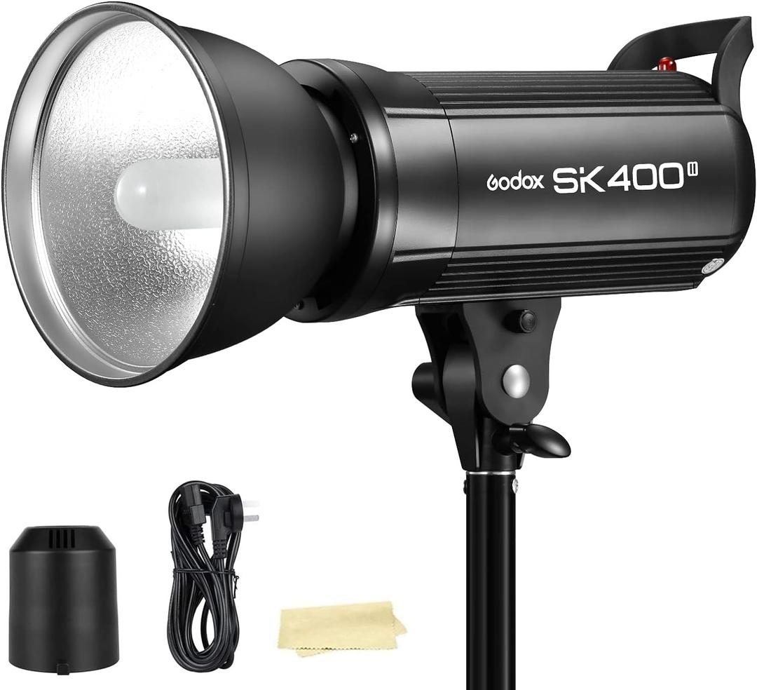 Godox SK400II Strobe Flash Light 400Ws with Standard Reflector, GN65 5600K 2.4G Studio Photo Strobe Monolight Light for Studio Shooting with 150W Modeling Lamp(Bowens Mount) (SK400 II)