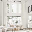 Guken Natural Linen Curtains 204 Inches Long for High Living Room Back Tab Boho Neutral Light Filtering Semi Sheer Linen Drape for 2 Story Window Tall Ceiling Sliding Door 1 Panel, W52xL204