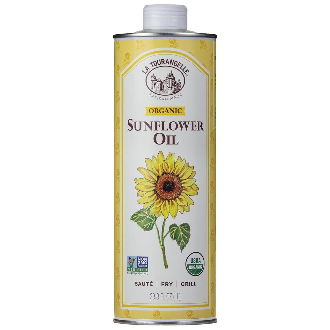 La Tourangelle, Organic High Oleic Sunflower Oil, Neutral Oil For Medium to High Heat Cooking and Skin Care, Non GMO, Pesticide and Chemical Free, 33.8 Fl Oz (Best By: 03/06/2028)
