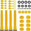 33 Pcs Gas Can Spout Replacement Kit,Gas Can Spout Replacement Fits 5 Gallon Gasoline Cans,with Flexible Nozzles,Screw Collar Gas Caps for Fuel Transfer Tanks (Yellow -4 Kit)