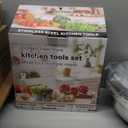 P&P CHEF Mixing Bowls with Lids Set of 3, Stainless Steel Mixing Bowl and Colander for Kitchen, 3 Grater Attachments & Non-Slip Bottoms, Visible & Airtight Lid, Black