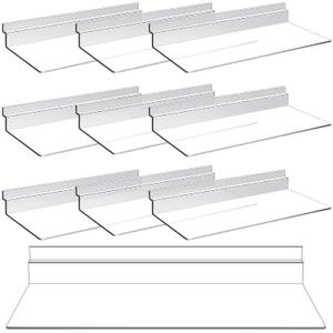 Kathfly 10 Pack 4 x 10 Inch Slatwall Shelves Hanging Accessories Clear Slatwall Shelf Plastic Shelves for Wall, Home Shoe Stores Boutiques Supplies (Clear)