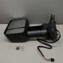 Driver Left Side Door Towing Mirror Power and Heated with Signal Light on Glass Textured Back Cover For Chevy Silverado Sierra 1500 2500 3500HD from 2007 to 2013