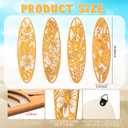 Geetery 4 Pcs Yellow Surfboard Wall Decor Carved Hollow Wooden Beach Art