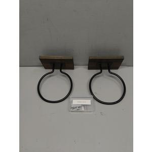MyGift Wood & Metal Wall-Mounted Sports Ball Holder Storage, Set of 2