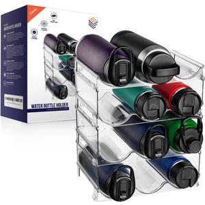 ClearSpace Water Bottle Organizer for Cabinet  Stackable Water Bottle Holder for Cabinet or Wine Rack for Home Organization Storage  Drink Organizer for Fridge, Kitchen Organization, 4 Pack