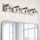 MELUCEE 4-Light Bathroom Lighting Fixtures Brushed Nickel, Dimmable LED Vanity Light for Bathroom 5CCT Bubble Crystal Bath Wall Lights with Clear Glass Shade, Built-in Led Chips Brushed Nickel, 4 Lights