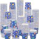 Amyhill 300 Pack 5 oz Cups for Kids Universe Paper Cups Disposable Astronaut Cups Small Bathroom Planet Cups Mini Mouthwash Cup Bulk for Christmas Universe Party Picnic