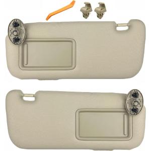 Pair of Left and Right Beige Sun Visors with Clips for Toyota Corolla 2009 2010 2011 2012 2013 with Vanity Mirror OEM Replace# 74320-02711-E0